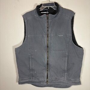 Wolverine‎ Mens Large Gray Canvas Sherpa Lined Full Zip Work Vest Charcoal L